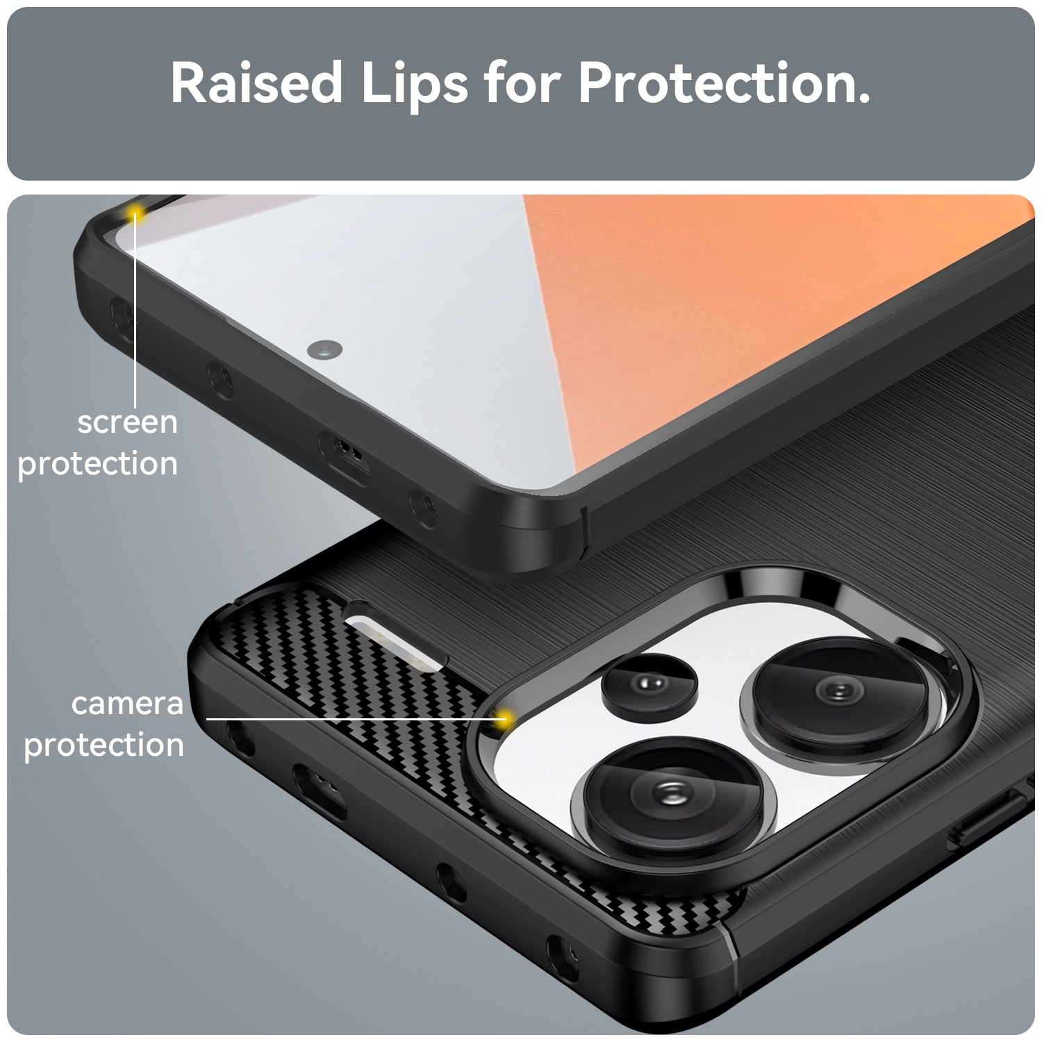 Phone Cover for Xiaomi Redmi Note 13 Pro+ 5G Case TPU Carbon Fiber Texture Phone Shell - Black Phone Cover for Xiaomi Redmi Note 13 Pro+ 5G Case TPU Carbon Fiber Texture Phone Shell - Black